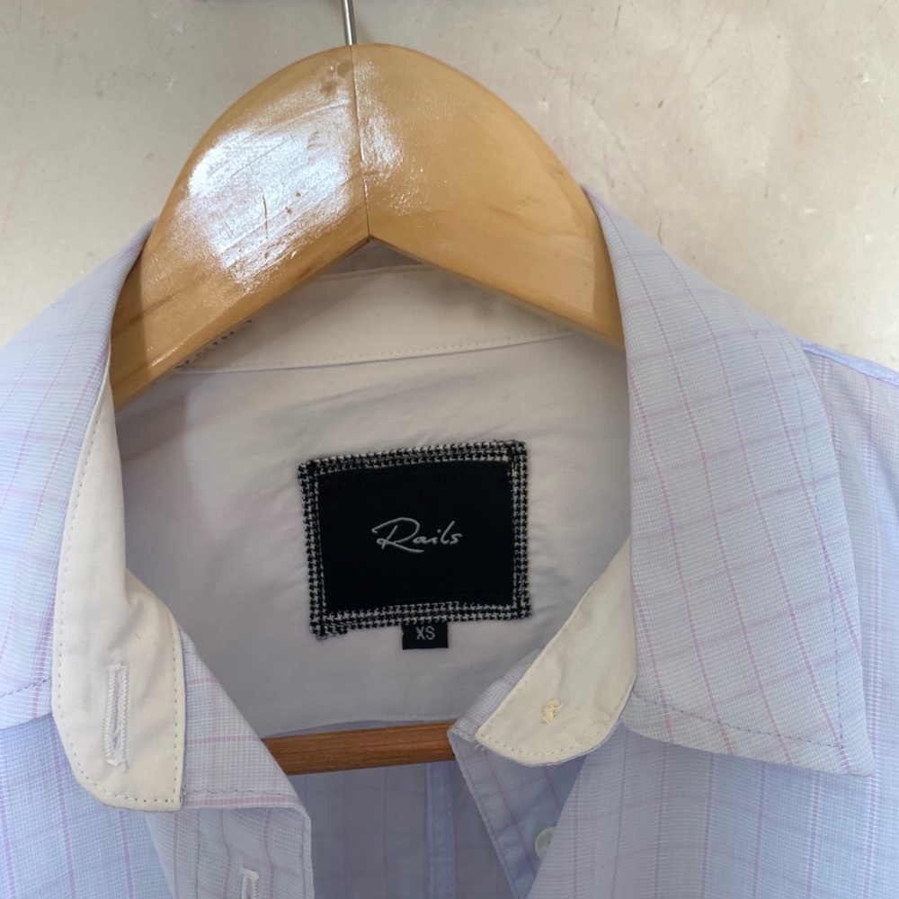 Rails Light Blue Checked Button Down Shirt - image 2